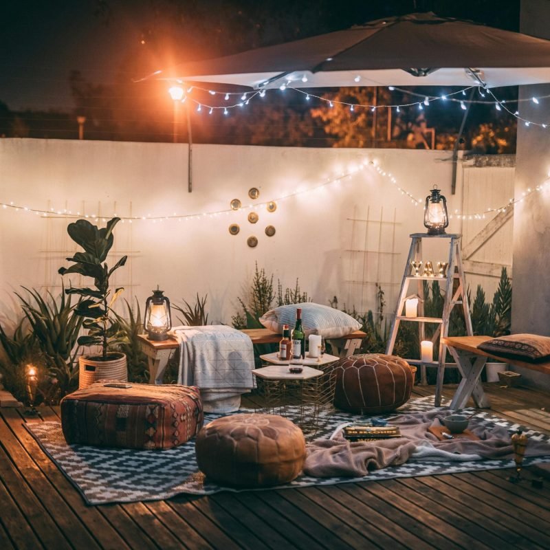Extérieur convivial sur terrasse Atypik home